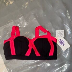 Women's Balini Sports Size 6 Pretty Pink/Black Yoga Athletic Bra Pilates Top NWT